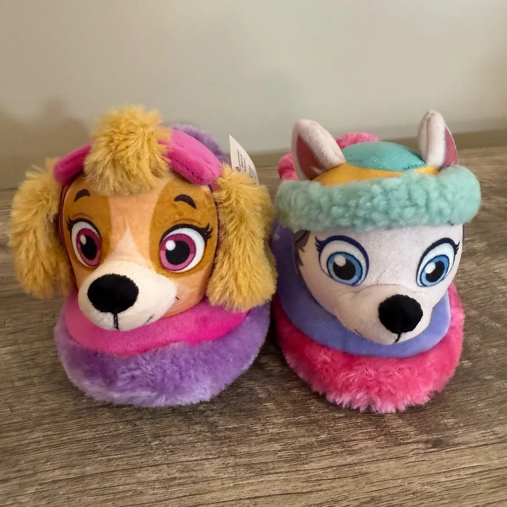 Nickelodeon Paw Patrol Plush & Slippers Kids Sz 11/12 Pink Purple Skye Everest